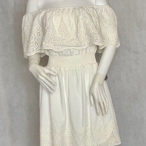 CREAM OFF THE SHOULDER DRESS